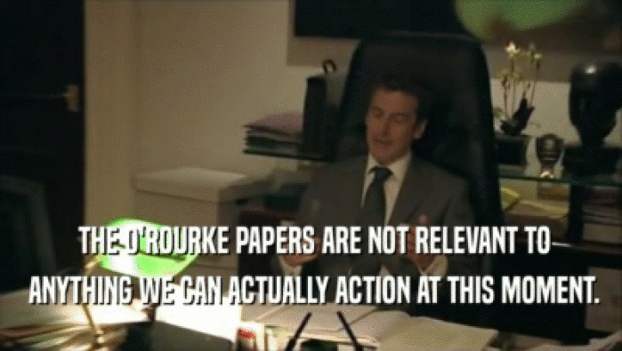  THE O'ROURKE PAPERS ARE NOT RELEVANT TO  ANYTHING WE CAN ACTUALLY ACTION AT THIS MOMENT. 
