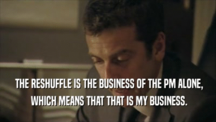  THE RESHUFFLE IS THE BUSINESS OF THE PM ALONE,  WHICH MEANS THAT THAT IS MY BUSINESS. 