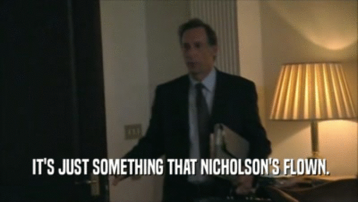  IT'S JUST SOMETHING THAT NICHOLSON'S FLOWN.
  