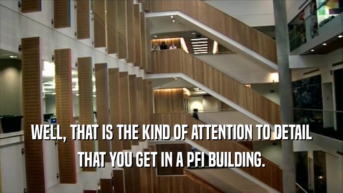 WELL, THAT IS THE KIND OF ATTENTION TO DETAIL THAT YOU GET IN A PFI BUILDING. 