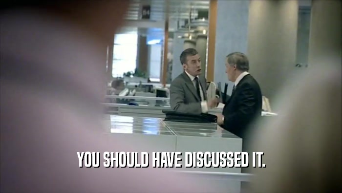 YOU SHOULD HAVE DISCUSSED IT.  