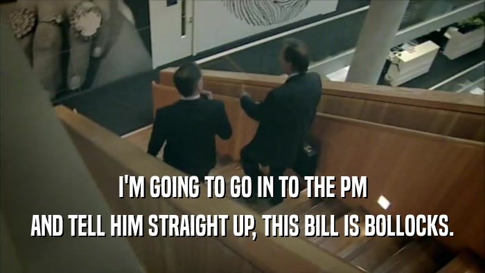 I'M GOING TO GO IN TO THE PM AND TELL HIM STRAIGHT UP, THIS BILL IS BOLLOCKS. 
