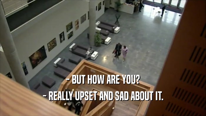 - BUT HOW ARE YOU? - REALLY UPSET AND SAD ABOUT IT. 