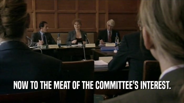 NOW TO THE MEAT OF THE COMMITTEE'S INTEREST.  