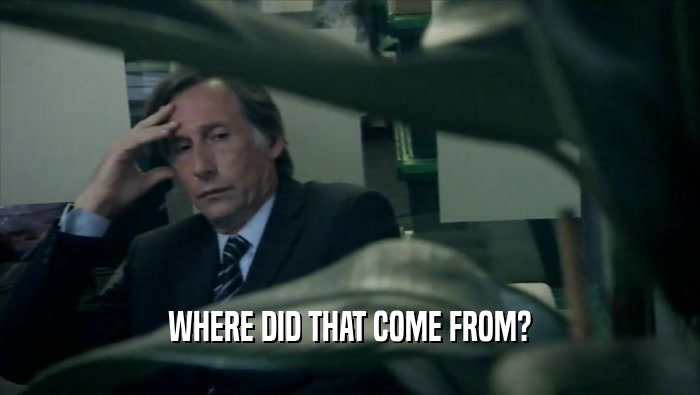 WHERE DID THAT COME FROM?  