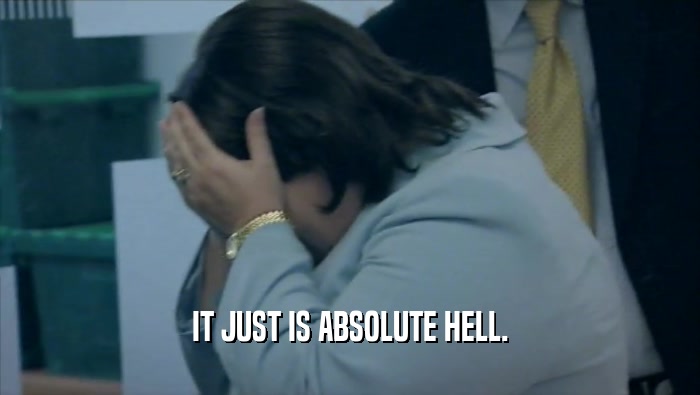 IT JUST IS ABSOLUTE HELL.  