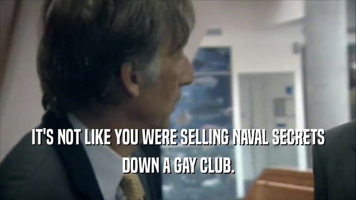 IT'S NOT LIKE YOU WERE SELLING NAVAL SECRETS DOWN A GAY CLUB. 