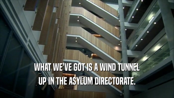 WHAT WE'VE GOT IS A WIND TUNNEL
 UP IN THE ASYLUM DIRECTORATE.
 