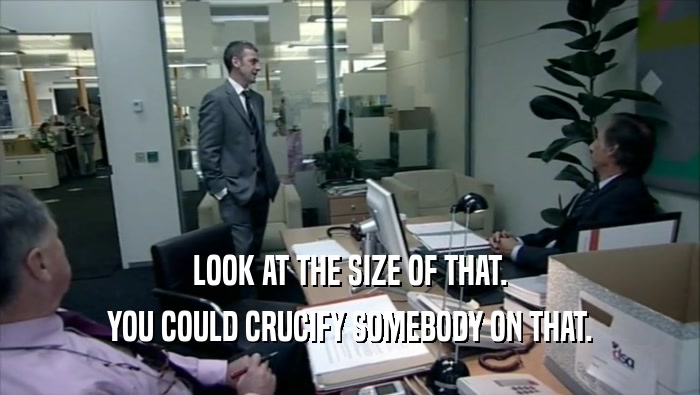 LOOK AT THE SIZE OF THAT. YOU COULD CRUCIFY SOMEBODY ON THAT. 