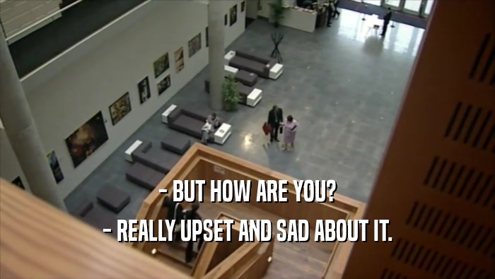 - BUT HOW ARE YOU? - REALLY UPSET AND SAD ABOUT IT. 