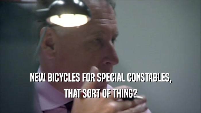 NEW BICYCLES FOR SPECIAL CONSTABLES, THAT SORT OF THING? 