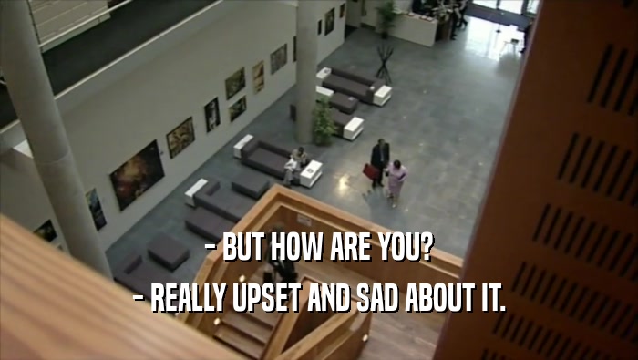 - BUT HOW ARE YOU? - REALLY UPSET AND SAD ABOUT IT. 