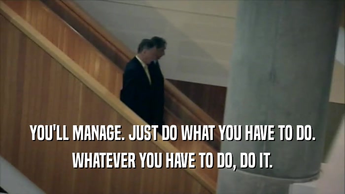 YOU'LL MANAGE. JUST DO WHAT YOU HAVE TO DO.
 WHATEVER YOU HAVE TO DO, DO IT.
 