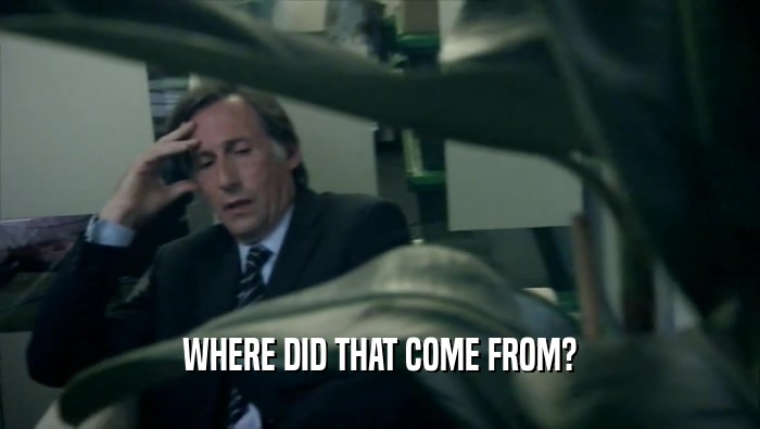 WHERE DID THAT COME FROM?  