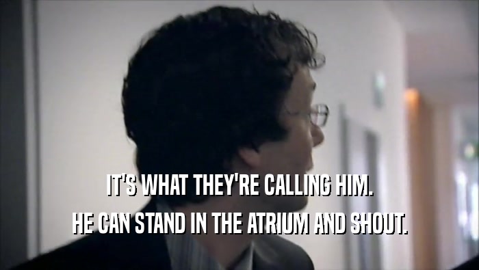 IT'S WHAT THEY'RE CALLING HIM. HE CAN STAND IN THE ATRIUM AND SHOUT. 