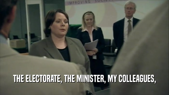 THE ELECTORATE, THE MINISTER, MY COLLEAGUES,  