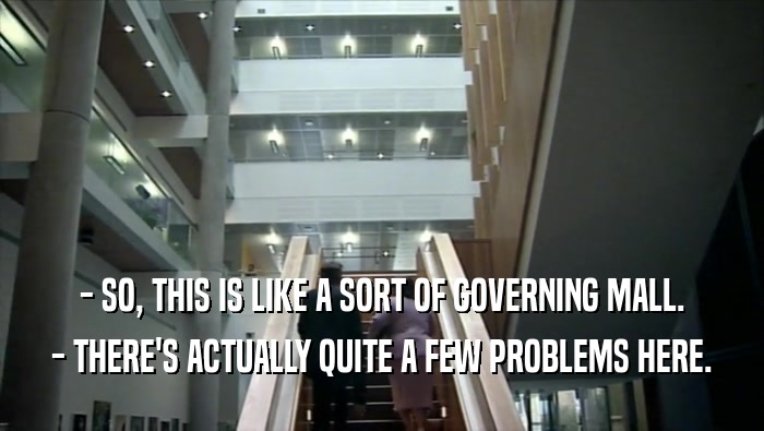 - SO, THIS IS LIKE A SORT OF GOVERNING MALL.
 - THERE'S ACTUALLY QUITE A FEW PROBLEMS HERE.
 
