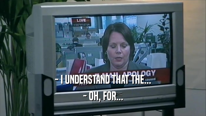 - I UNDERSTAND THAT THE... - OH, FOR... 
