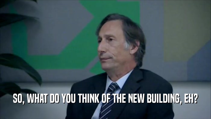 SO, WHAT DO YOU THINK OF THE NEW BUILDING, EH?  