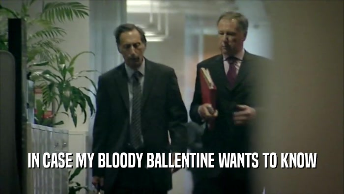 IN CASE MY BLOODY BALLENTINE WANTS TO KNOW  