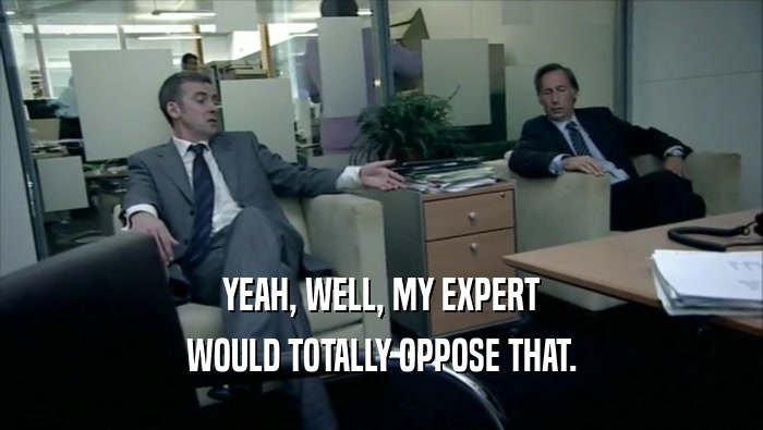 YEAH, WELL, MY EXPERT WOULD TOTALLY OPPOSE THAT. 