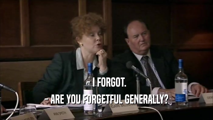 - I FORGOT.
 - ARE YOU FORGETFUL GENERALLY?
 