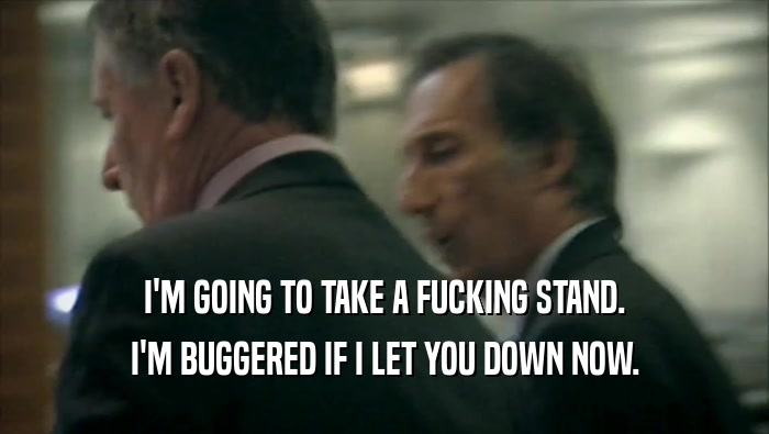 I'M GOING TO TAKE A FUCKING STAND. I'M BUGGERED IF I LET YOU DOWN NOW. 
