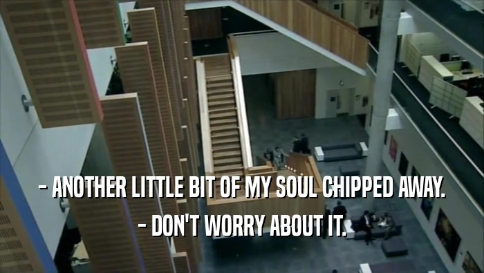 - ANOTHER LITTLE BIT OF MY SOUL CHIPPED AWAY. - DON'T WORRY ABOUT IT. 