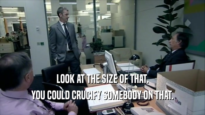 LOOK AT THE SIZE OF THAT. YOU COULD CRUCIFY SOMEBODY ON THAT. 