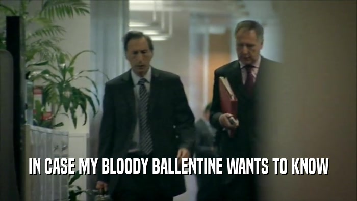 IN CASE MY BLOODY BALLENTINE WANTS TO KNOW  