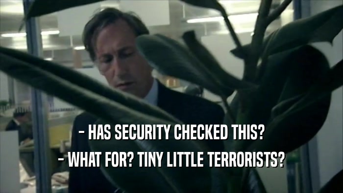 - HAS SECURITY CHECKED THIS? - WHAT FOR? TINY LITTLE TERRORISTS? 