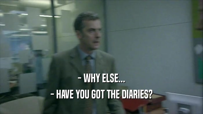 - WHY ELSE... - HAVE YOU GOT THE DIARIES? 