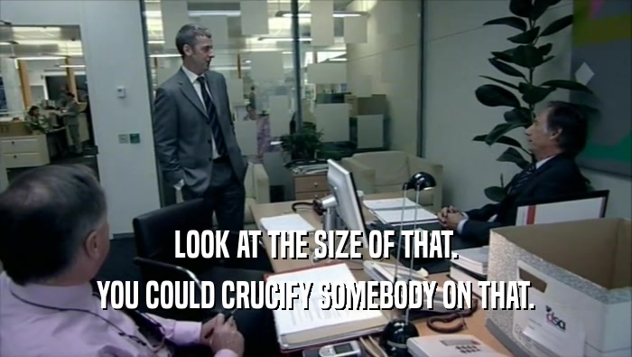 LOOK AT THE SIZE OF THAT. YOU COULD CRUCIFY SOMEBODY ON THAT. 
