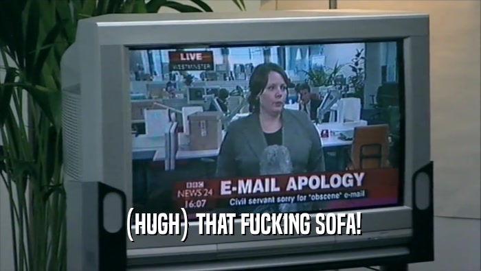 (HUGH) THAT FUCKING SOFA!  