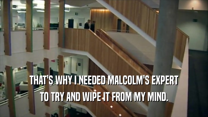 THAT'S WHY I NEEDED MALCOLM'S EXPERT TO TRY AND WIPE IT FROM MY MIND. 