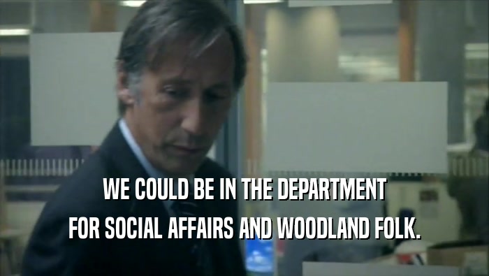 WE COULD BE IN THE DEPARTMENT FOR SOCIAL AFFAIRS AND WOODLAND FOLK. 
