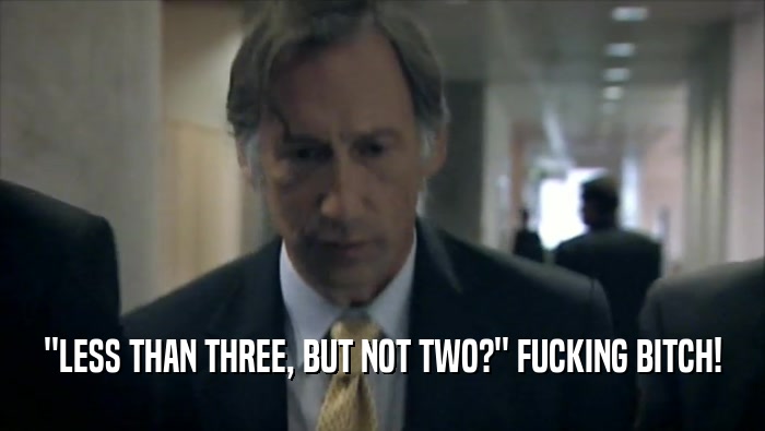 ''LESS THAN THREE, BUT NOT TWO?'' FUCKING BITCH!  