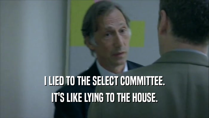 I LIED TO THE SELECT COMMITTEE. IT'S LIKE LYING TO THE HOUSE. 