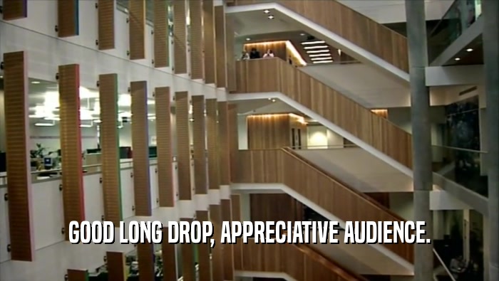 GOOD LONG DROP, APPRECIATIVE AUDIENCE.  