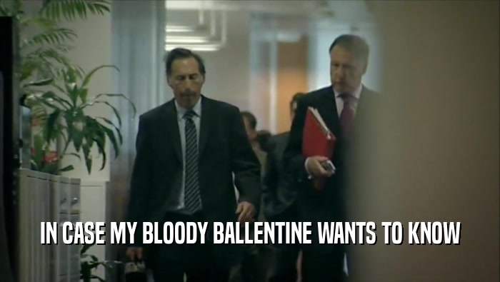 IN CASE MY BLOODY BALLENTINE WANTS TO KNOW  