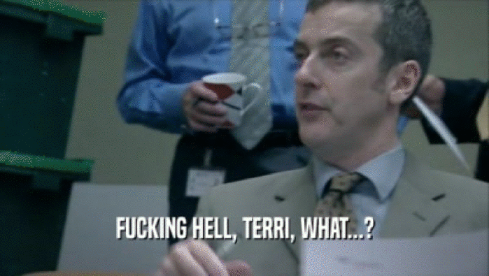 FUCKING HELL, TERRI, WHAT...?  