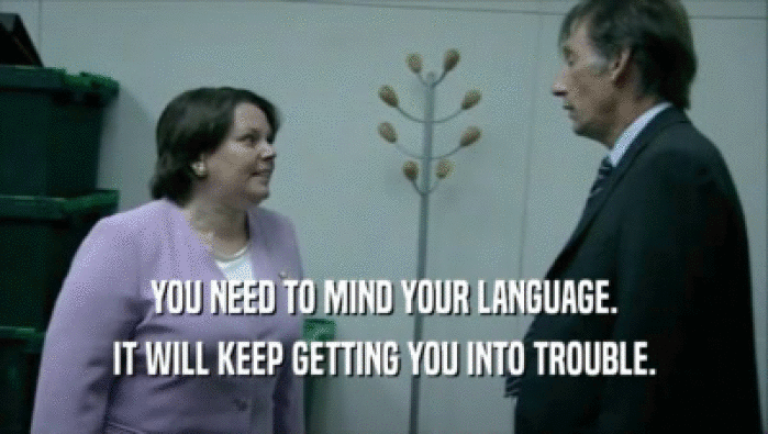 YOU NEED TO MIND YOUR LANGUAGE. IT WILL KEEP GETTING YOU INTO TROUBLE. 