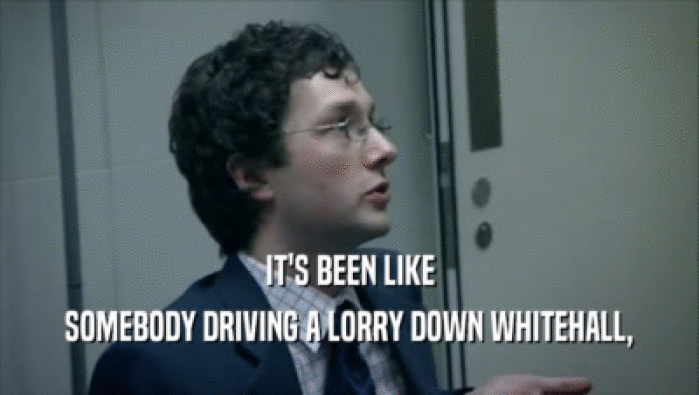 IT'S BEEN LIKE SOMEBODY DRIVING A LORRY DOWN WHITEHALL, 