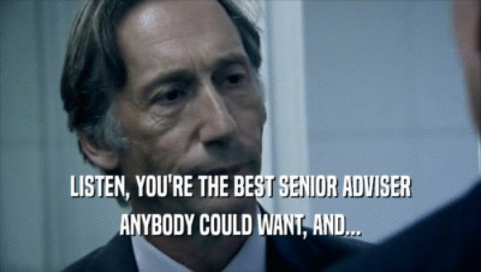 LISTEN, YOU'RE THE BEST SENIOR ADVISER ANYBODY COULD WANT, AND... 