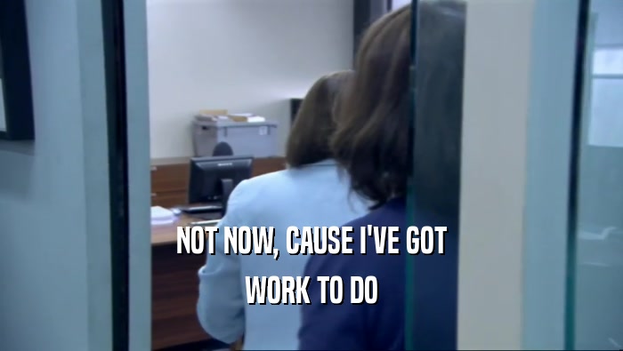 NOT NOW, CAUSE I'VE GOT WORK TO DO 