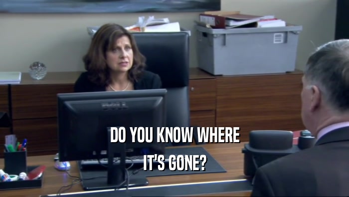 DO YOU KNOW WHERE IT'S GONE? 