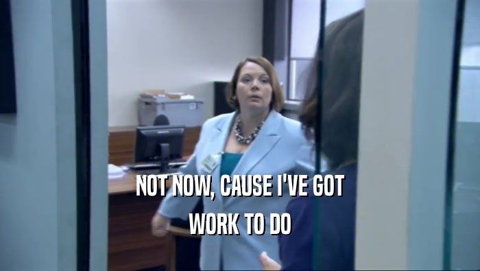 NOT NOW, CAUSE I'VE GOT WORK TO DO 