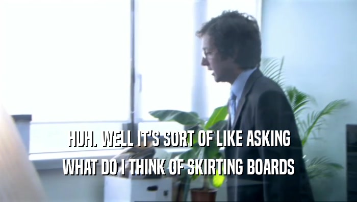 HUH. WELL IT'S SORT OF LIKE ASKING WHAT DO I THINK OF SKIRTING BOARDS 