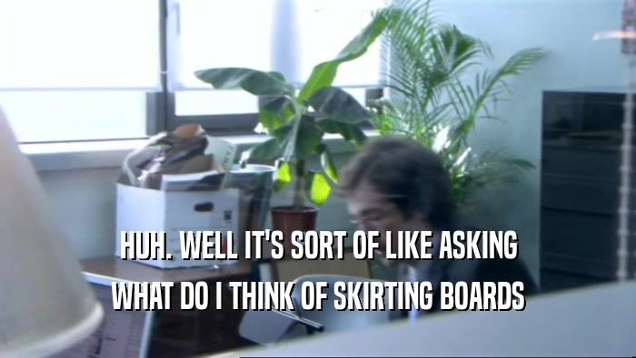 HUH. WELL IT'S SORT OF LIKE ASKING WHAT DO I THINK OF SKIRTING BOARDS 