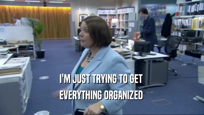 I'M JUST TRYING TO GET  EVERYTHING ORGANIZED  